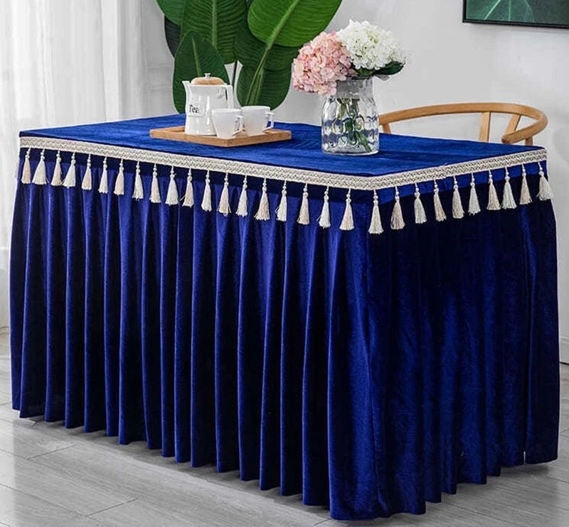jupe table velours rouge blanc vert foncé gris violet classique réutilisable maison mariage banquet