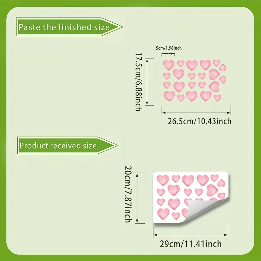 stickers muraux coeurs rose clair minimaliste adhésifs chambre bébé décoration romantique maison opaques