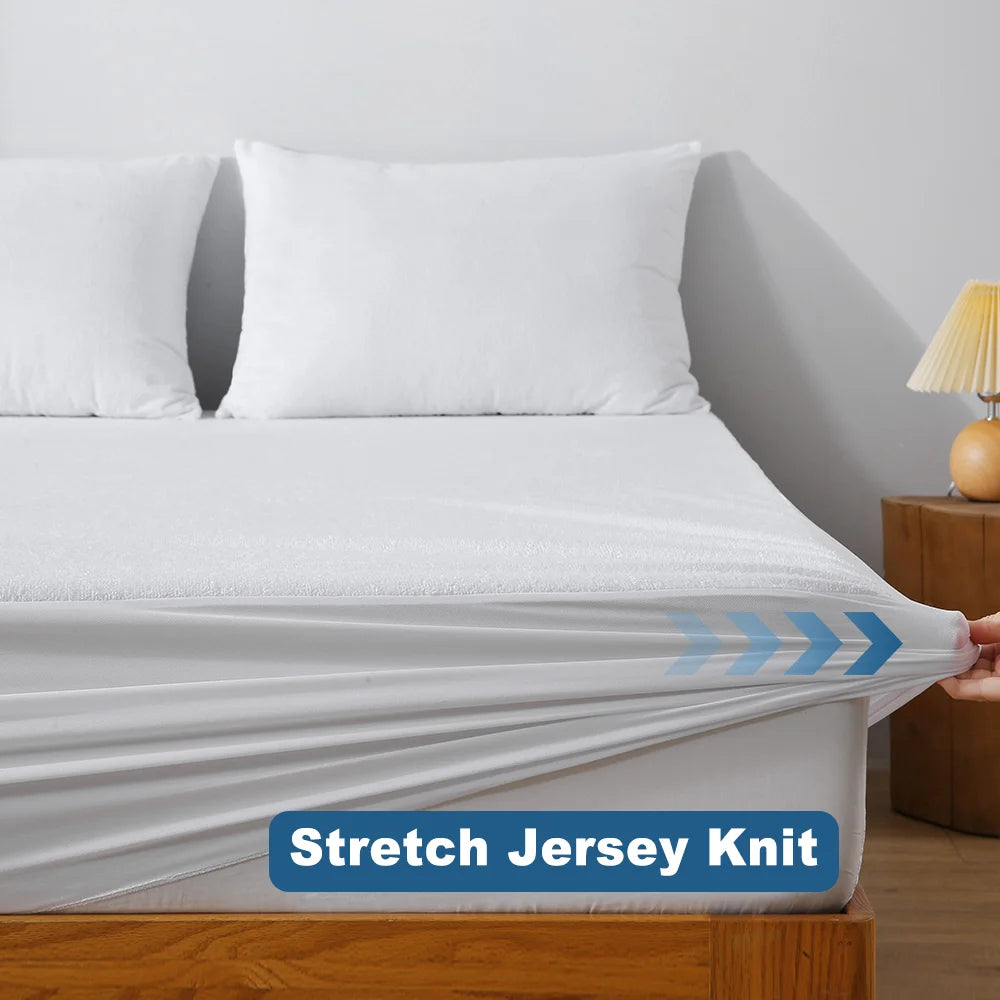 housses matelas polyester blanc texture terry moderne adhésive double king queen single