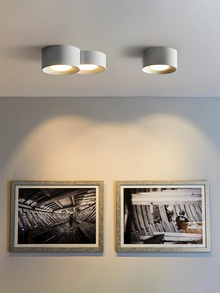 Spot moderne led blanc adhésif base fixation diffuseur rond lisse