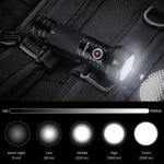 lampe torche led rechargeable 2100lm noire texturée moderne résistante autodéfense usb