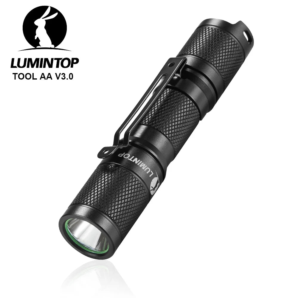 lampe torche led noire résistante lumiere intense 350 lumens batterie rechargeable anneau fixation modernisée