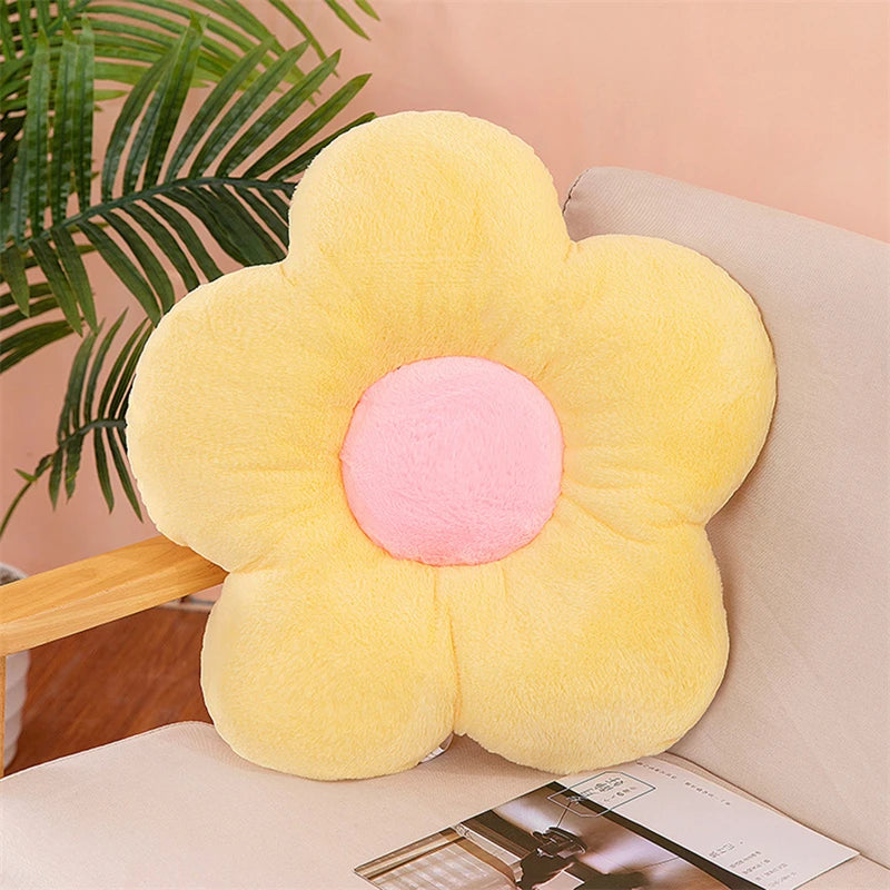 coussin fleur peluche lavable rose gris vert jaune violet moderne chambre lit