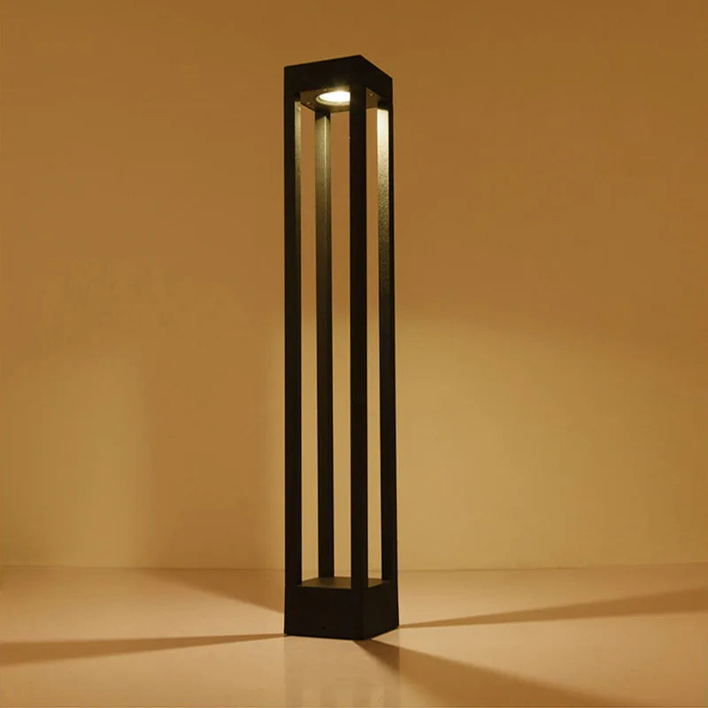 lampe extérieure led moderne noir gris rayures verticales ip65 12x12cm 60cm 40cm