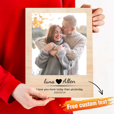 Cadre photo personnalisé en bois blanc avec impression sur tranche