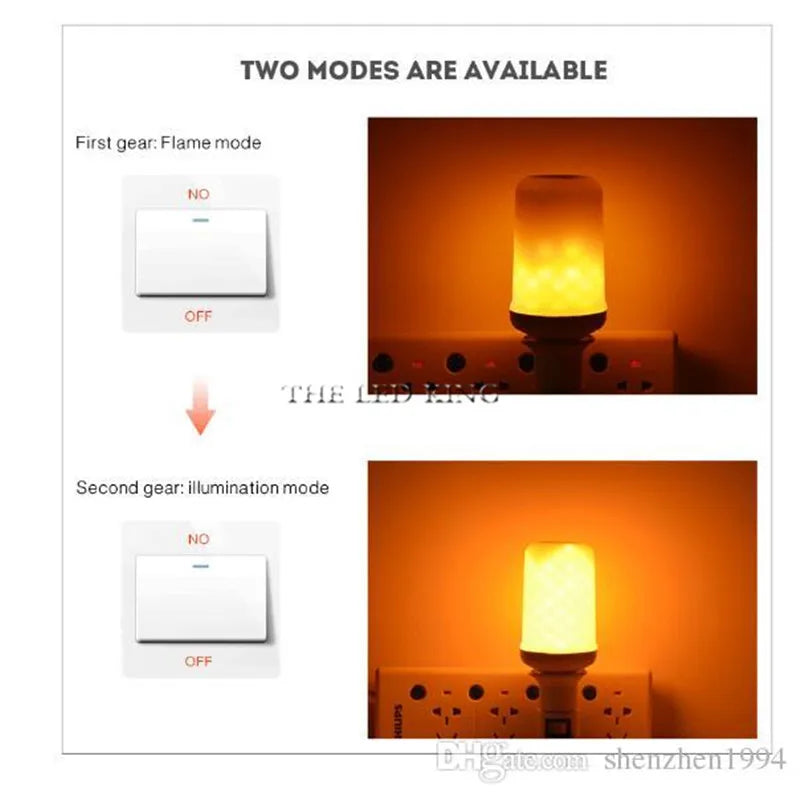 ampoule led effet flamme vacillante orange jaune blanc moderne e14 e27 360deg 50000h