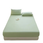 drap housse taies oreiller tissu lisse couleur blanche bleu rose moderne minimaliste élastique queen