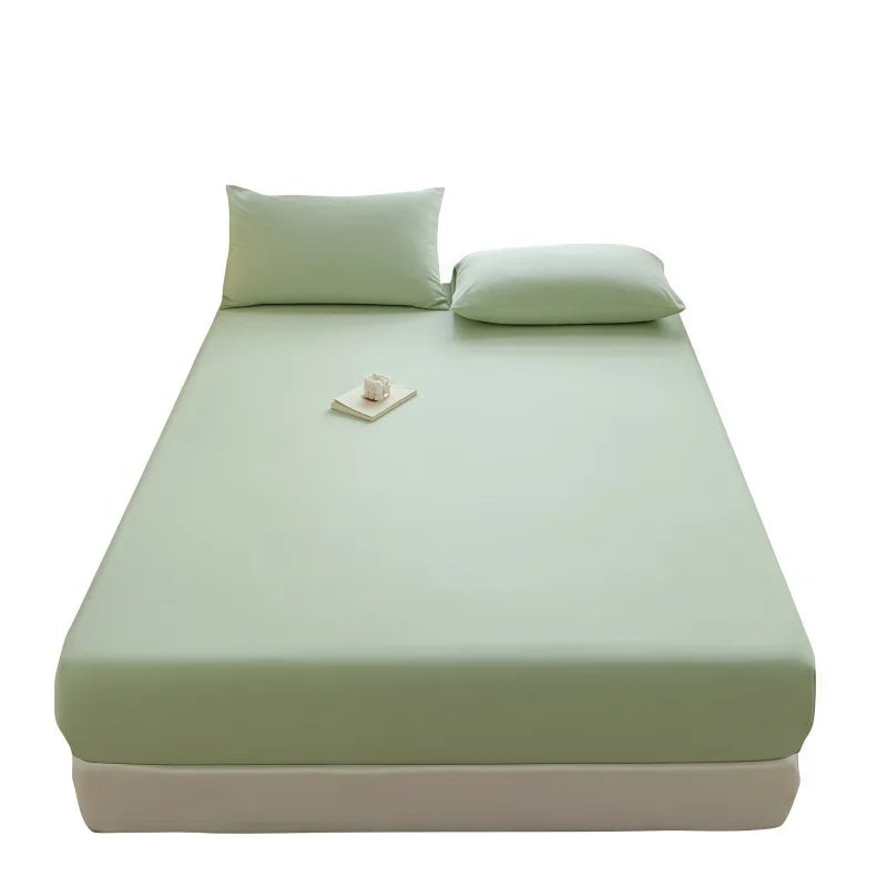 drap housse taies oreiller tissu lisse couleur blanche bleu rose moderne minimaliste élastique queen