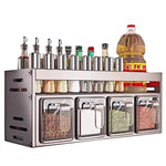 rangement condiments gris transparent moderne acier brillant fixations murales conteneurs couvercles multifonctionnels