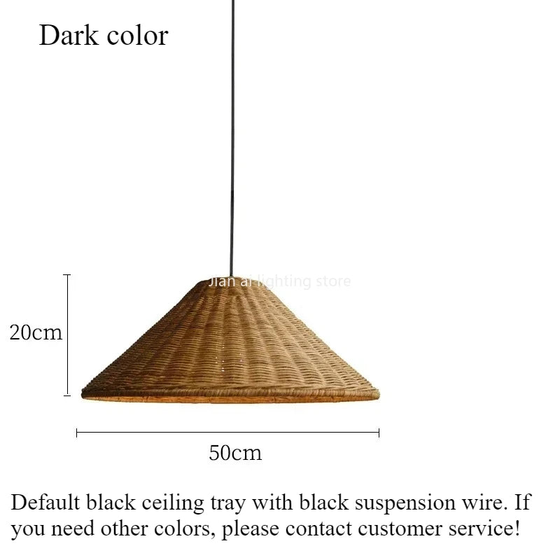 pendant suspension wicker naturel moderne rustique crochet câble noir lumière chaude chambre salon étude
