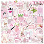 sticker pvc rose blanc geometrique animal fruit coeur aesthetic doux adhésif pack 10pcs 30pcs