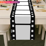 nappe runner motif film argentique deco cinema noir blanc polyeste lin maison festive