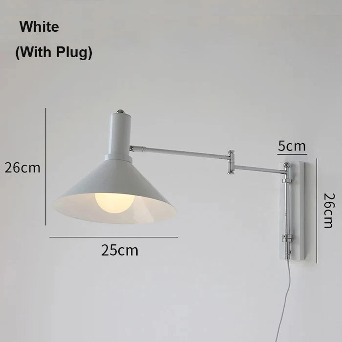 lampe murale articulée rouge blanc moderne prise fixée mur led chambre coucher