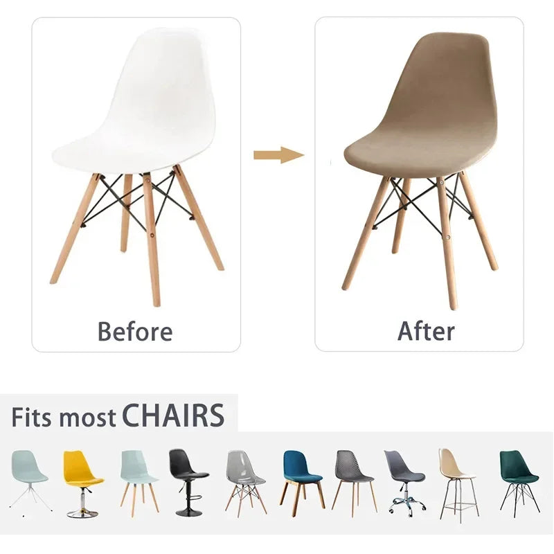 Chaise couvre velours étirable moderne fixée couleur vert foncé beigeclair