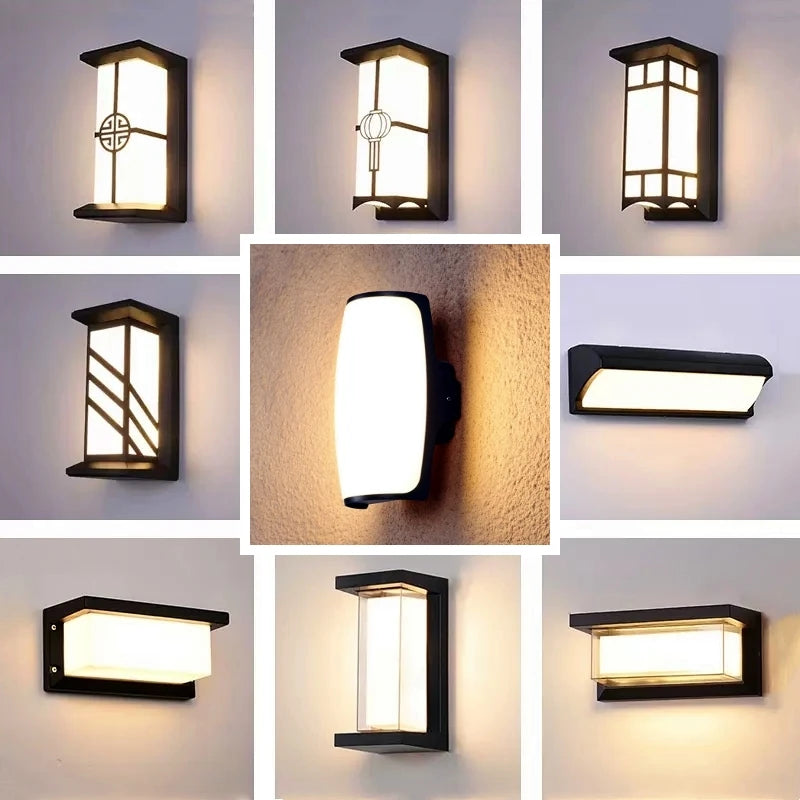 lampes murales modernes led extérieures ip65 nickel brossé structure rectangulaire opalescente minimaliste