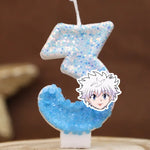 bougies chiffres hunter hunter paillettes bleu clair blanc décoratives anniversaire enfant anime