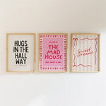 affiches modernes rayures vertes roses textes inspirants cadres bois minimalistes