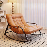fauteuil bascule moderne deux places marron blanc gris orange coussins texturés chambre salon