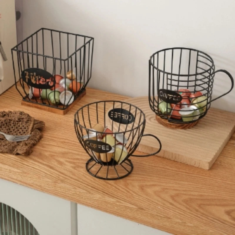 cage moderne métal noir doré grille capsules cuillère.storage organisateur respectueux environnement