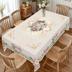 nappe polyester fleur coq campagne facile nettoyage rectangulaire pâques fête pastoral