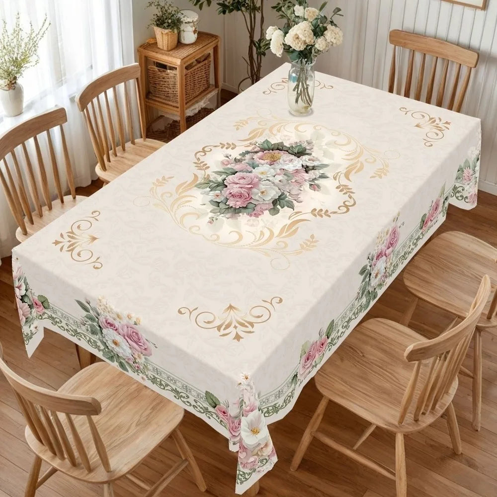 nappe polyester fleur coq campagne facile nettoyage rectangulaire pâques fête pastoral
