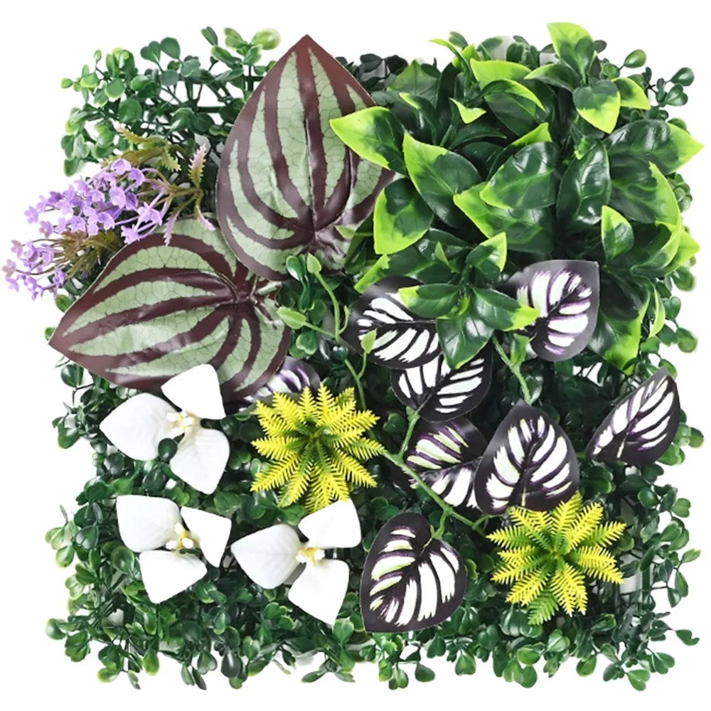 plantes artificielles murales modernes feuilles variées décoration extérieure branches naturelles