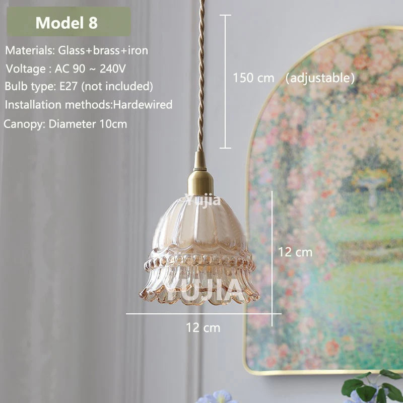 suspension lumineuse vintage transparente relief doré éclairage rétro chambre salon