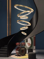 suspension lumineuse moderne or noir strass circulaire chambre salon led