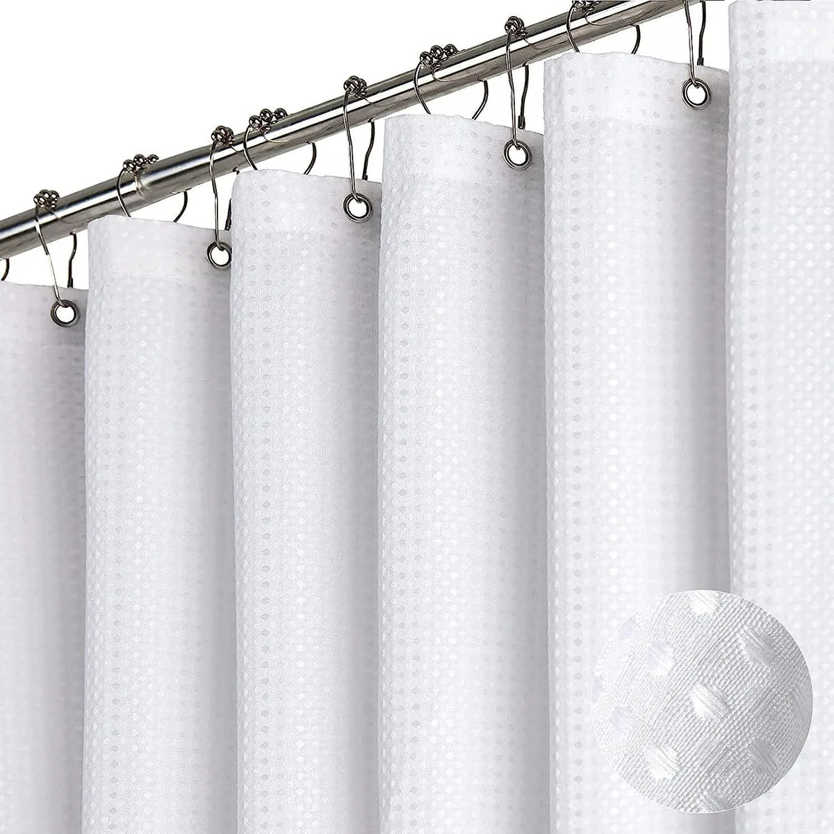 rideau douche moderne vert olive texture points ourlet lesté métalliques durables crochets polyester gaufre