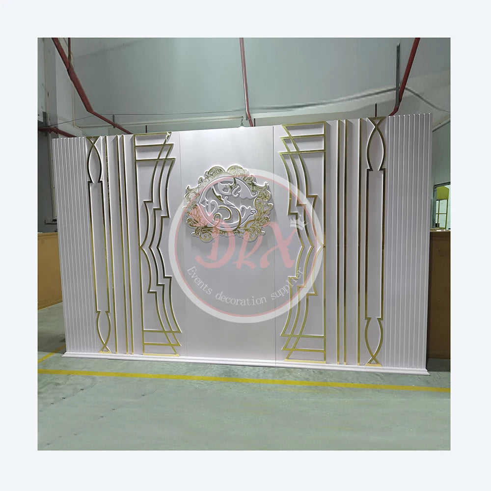 panneau décoratif mariage anniversaire fête blanc doré ornements floraux géométriques art déco pvc acrylique