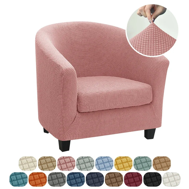housse fauteuil moderne gris rose carreaux polyestère lavable printemps été salon