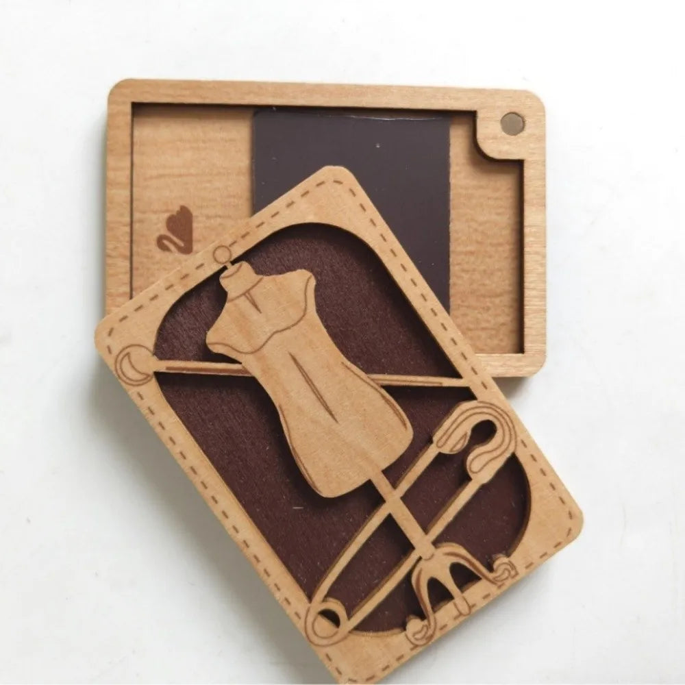 porte cartes bois floral motifs animaux clips minimaliste