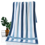 serviettes bain coton rayées bleu clair moderne absorbantes rapide sécher machine washable