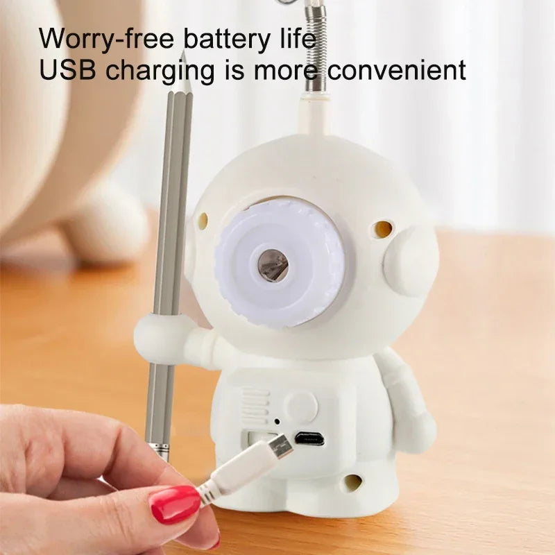 lampe astronaute enfantine rotative étoile tête translucide spatial crayon recharge usb