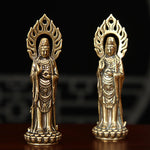 statue religieuse dorée détaillée motif traditionnel classique base fleur lotus