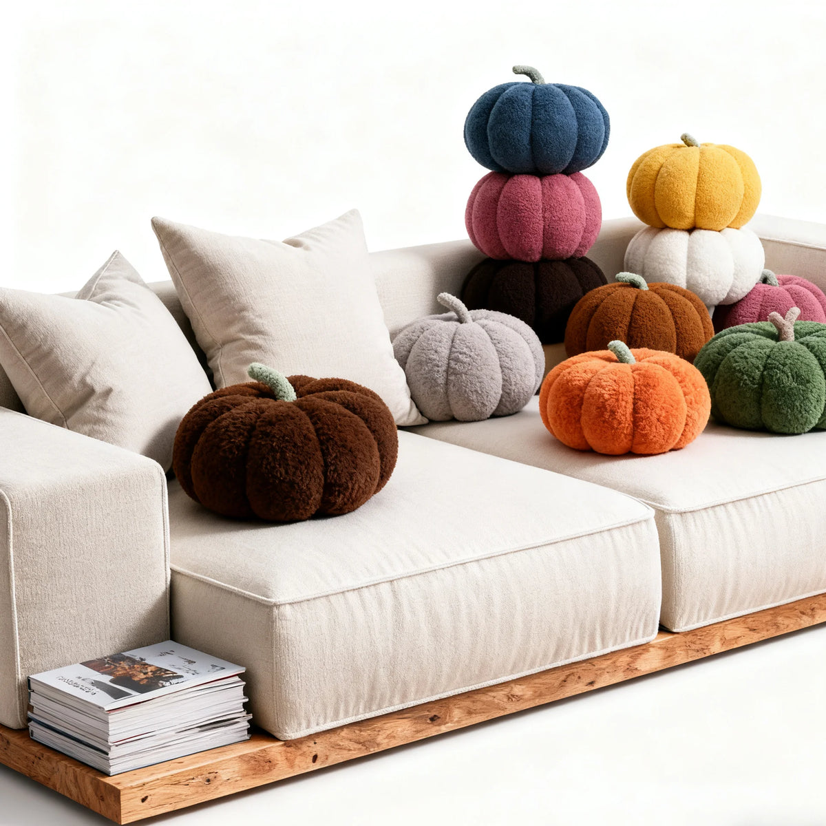 coussin peluche forme citrouille doux décoratif salon lit canapé maison couleur orange marron