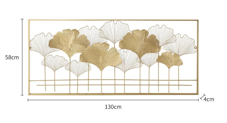 décoration murale métal feuilles ginkgo or noir moderne élégante art asiatique fixations chambre coucher