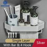 étagère d'angle aluminium noir mat salle bain moderne étagère gris mat salle douche clips