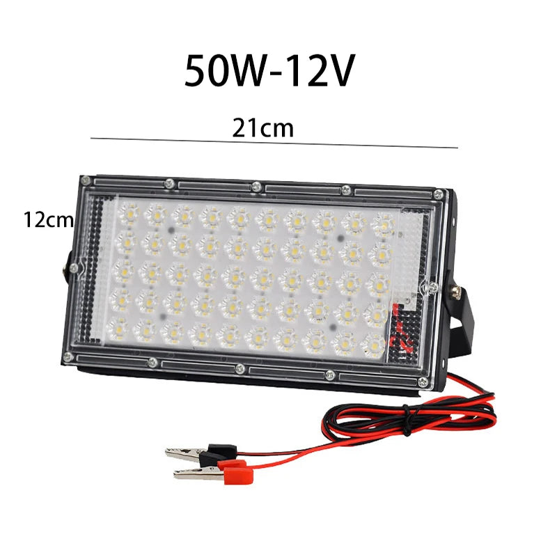 projecteur led 12v 100w ip66 gris blanc moderne camping pêche ajustable 180