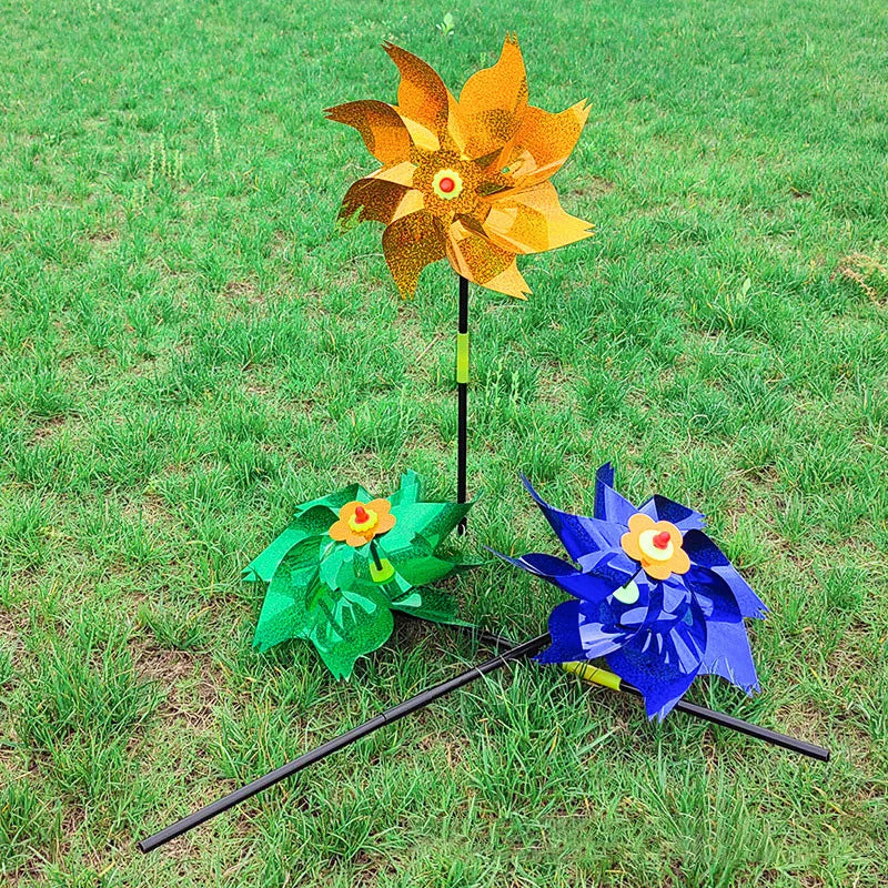 décoration extérieure moderne moulin vent lumineux points brillants couleurs vives jardin fixations incluses