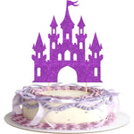 décoration gâteau château glitter princesse doré bleu rose anniversaire fête piquettes bambou