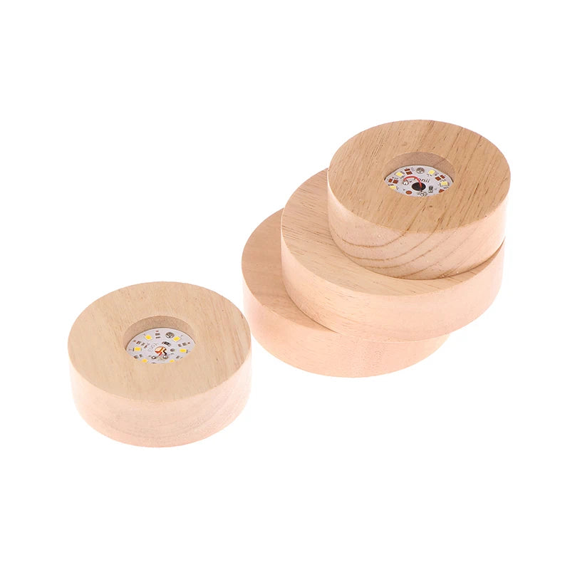 support lumière led plaque bois finition lisse moderne batterie aaa diodes jaunes usb minimaliste