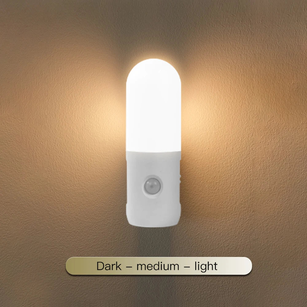 veilleuse led détecteur mouvement lampe murale magnétique rechargeable blanc moderne minimaliste chambre couloir