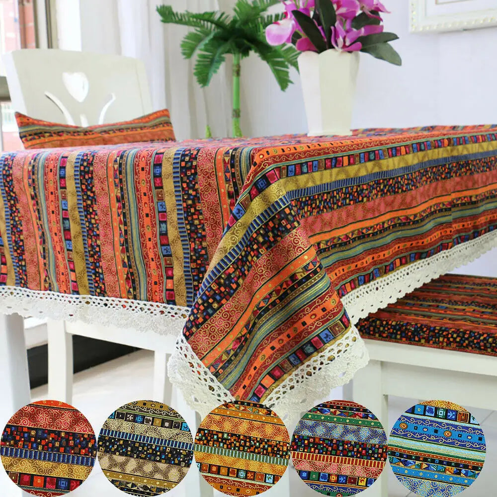 tissu ethnique rayures géométriques orange vert bleu marron noir boho chic rapide respirant abrasion