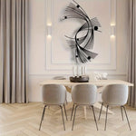 décoration murale abstraite métal noir blanc lignes courbes formes géométriques moderne minimalisteintérieurextérieur