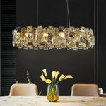 suspension lumineuse moderne or cristaux transparents luxueux suspension câbles métalliques