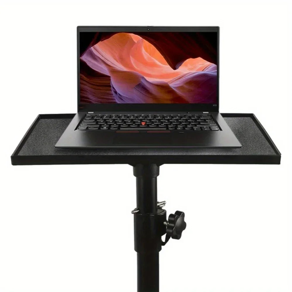 support rack storage plateau microphone projecteur ordinateur portable fixation sangle interface 1/4 chevignon métal