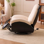 fauteuil relax moderne bois éponge tissu uni beige noir réglable multifonction