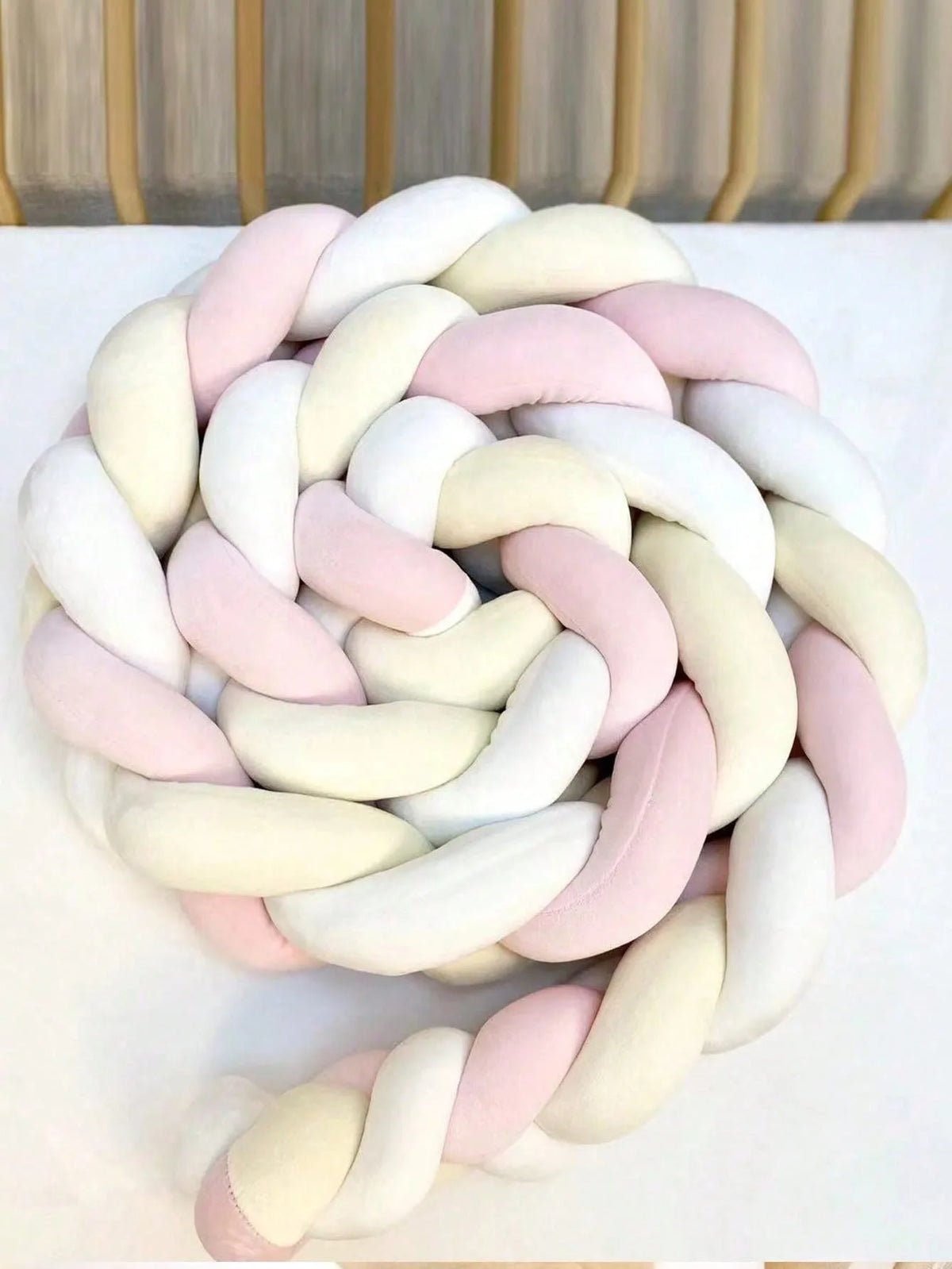 coussin lit tressé berceau bébé protection lit enfant doux blanc rose gris