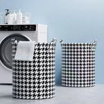 panier linge pliable houndstooth noir blanc moderne poignées chambre salon salle bain